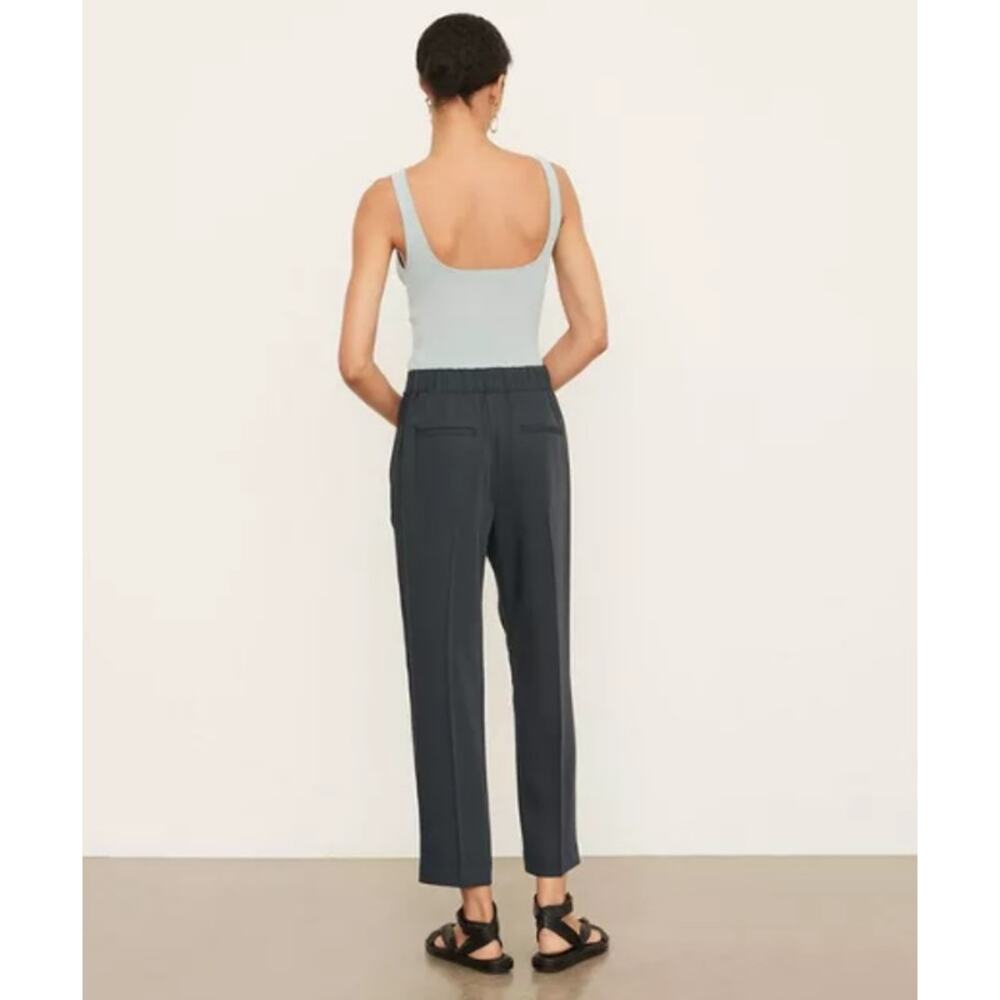 VINCE Mid-Rise Tapered Pull-On Pants Ankle Straight Wide Leg Trouser, Black - Picture 13 of 15